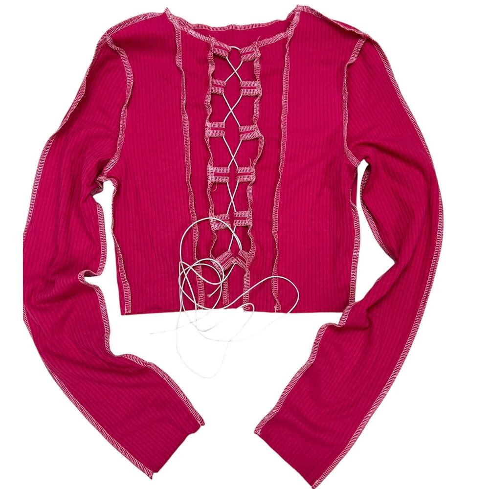 Miss Pop Pink Tie Up Crop Top